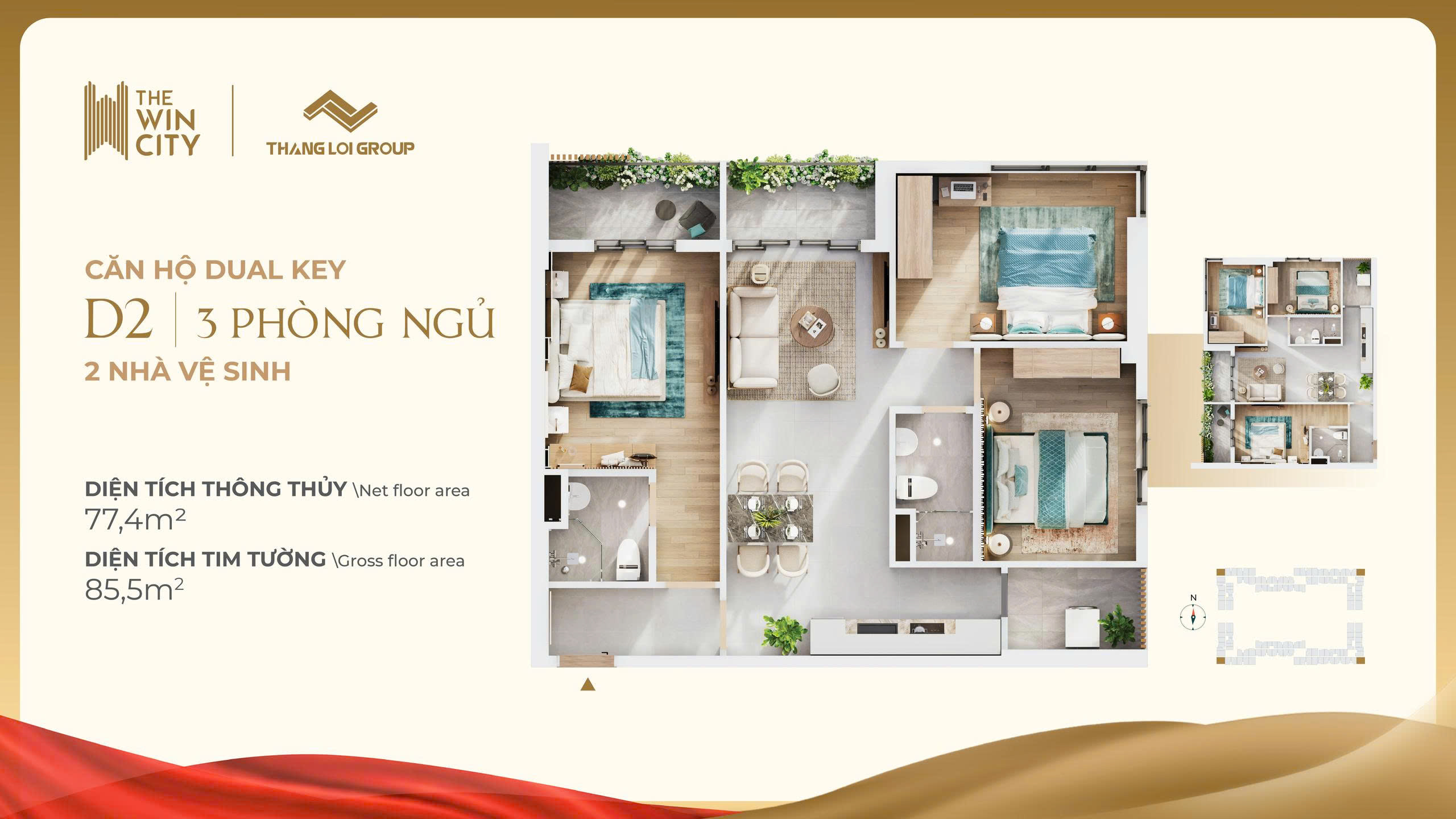 Mặt bằng căn hộ D2 - The Win City