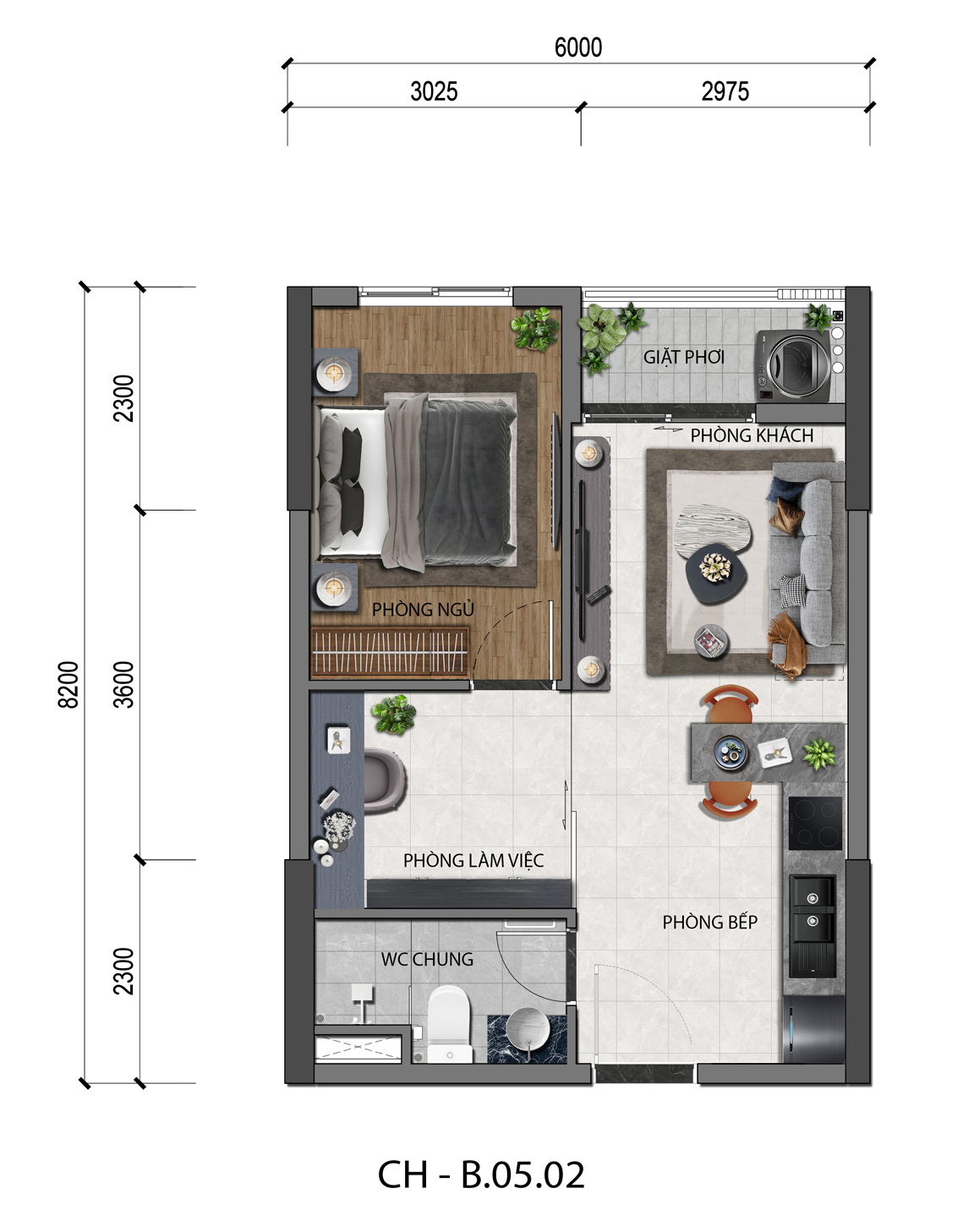 MẶT BẰNG CĂN HỘ 1PN