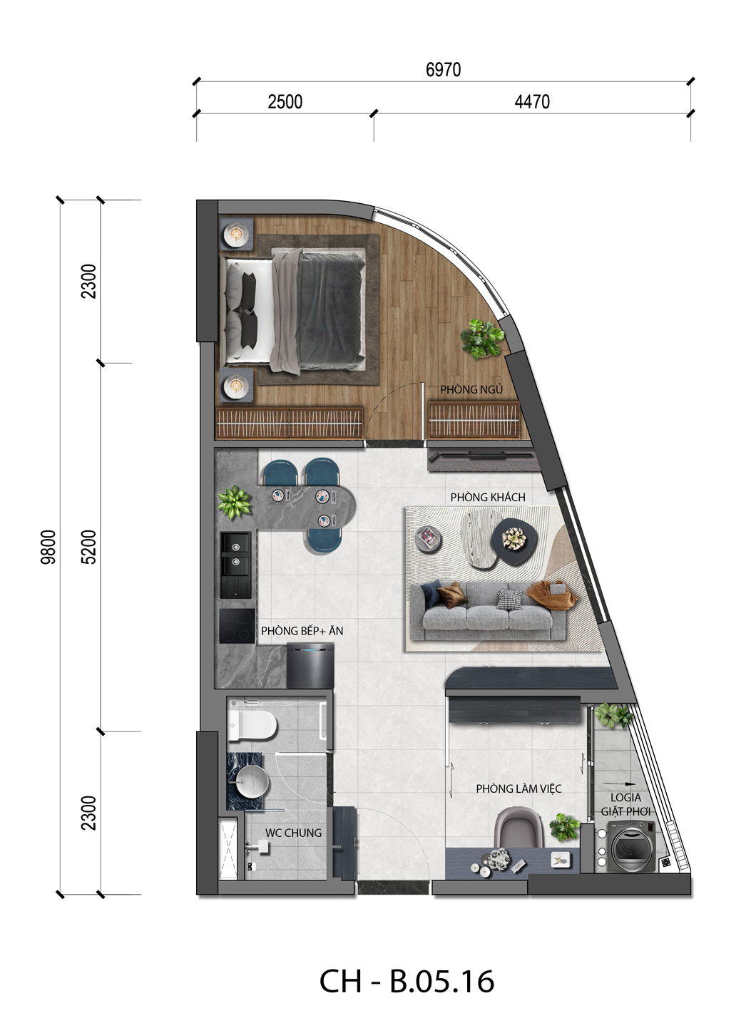 MẶT BẰNG CĂN HỘ 1PN