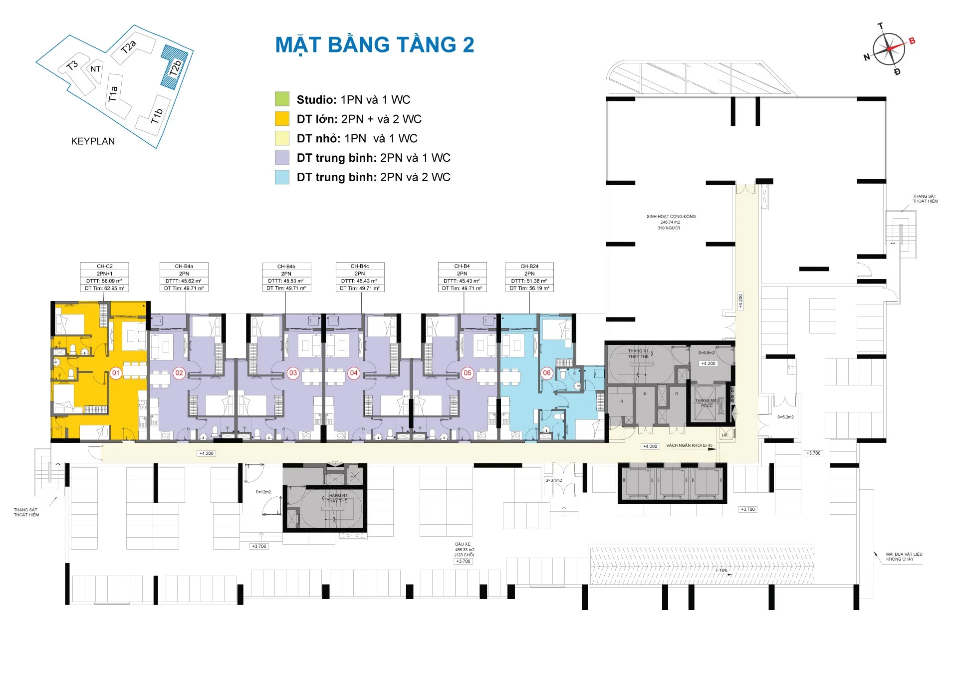 Mặt bằng Tầng 2 Block Bona