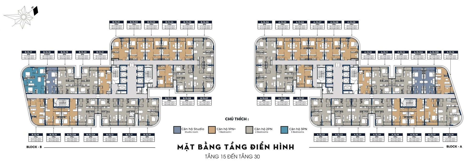 Mặt bằng Tầng 15 - 30
