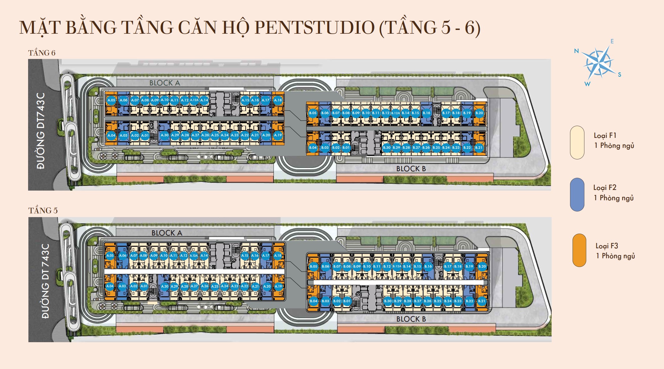 Mặt bằng tầng 5 - 6 Phú Đông SkyOne